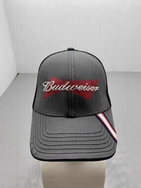 Budweiser Hat Cap Strap Back One Size Gray Trucker Mesh Back Adjustable Mens